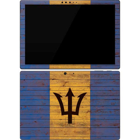 Barbados Flag Dark Wood Surface Pro 7 Skin